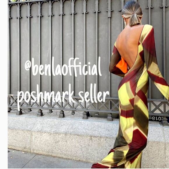 NWT VIRAL ZARA PRINTED MAXI DRESS TULLE BROWN GREEN MULTI - Picture 12 of 16